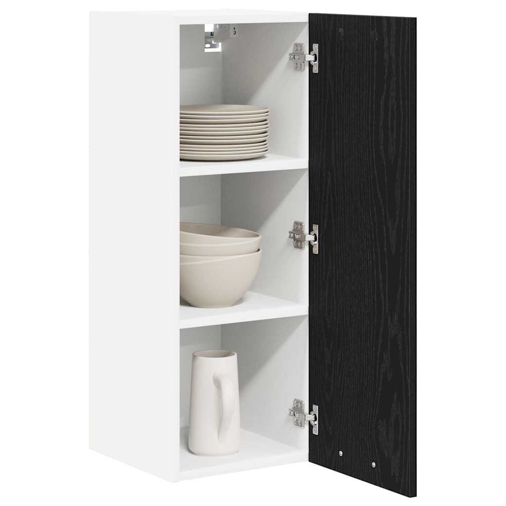Hanging Cabinet Riga Black Oak and White 30 x 31 x 80 cm